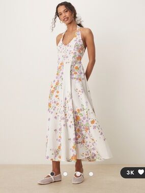 ASOS White Maxi Dress with Purple & Orange Floral Print